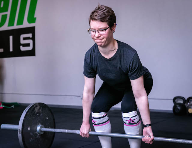 Emma deadlifting